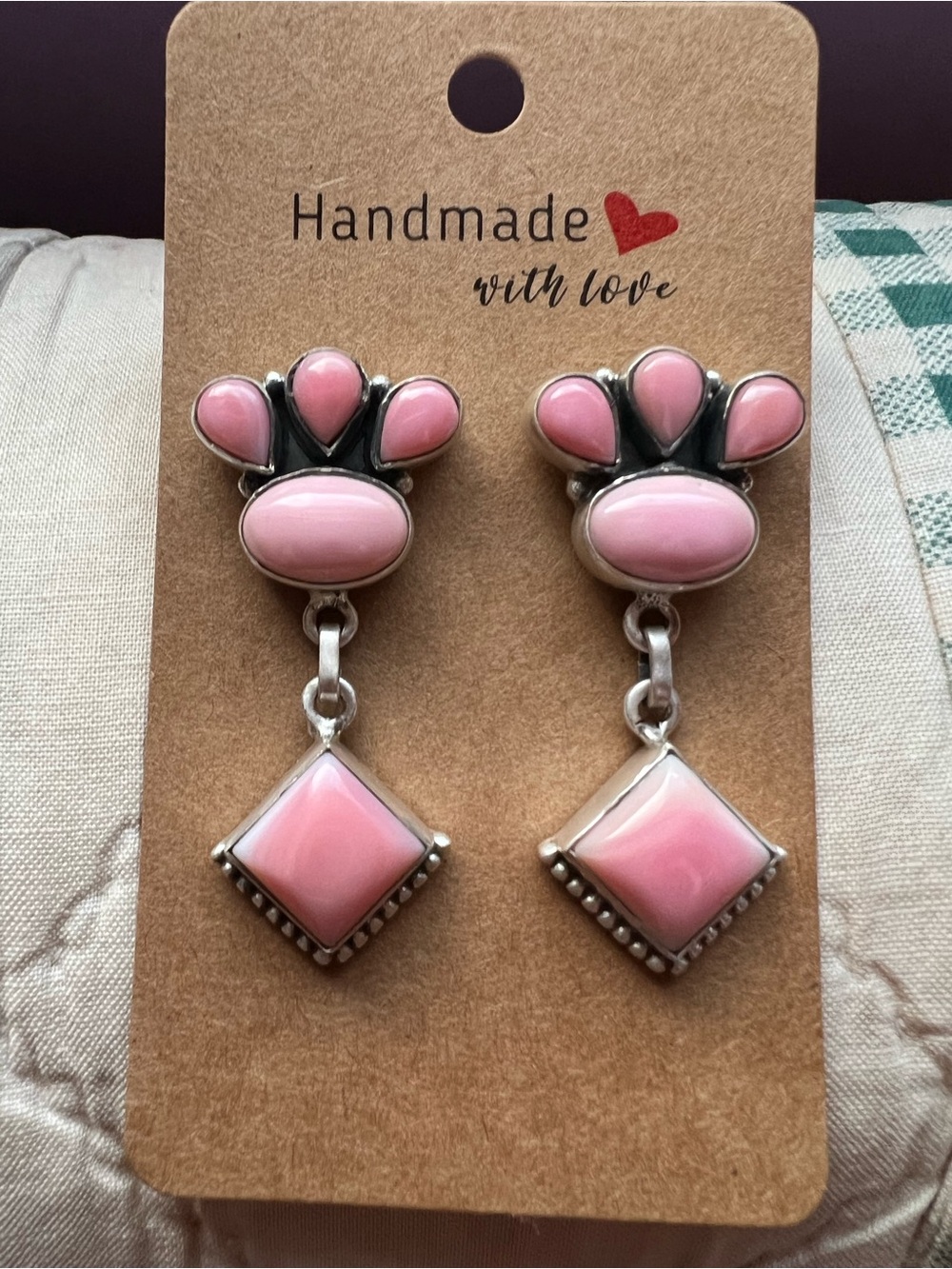 Sterling pink conch earrings